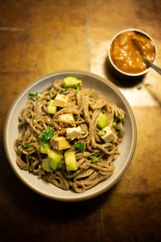 Soba Salad with Spicy Rhubarb Ginger Tahini Dressing
– Brooklyn Delhi