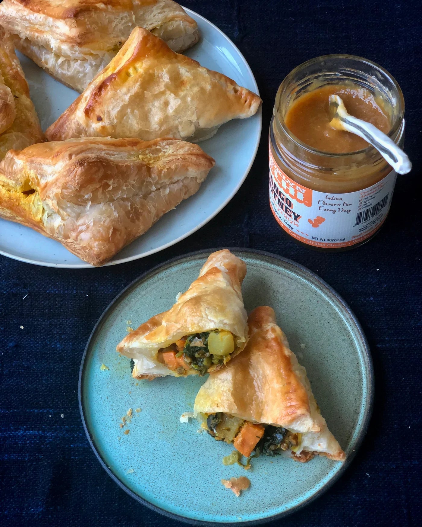 Spicy Vegetable Puff Pies With Mango Chutney Dip