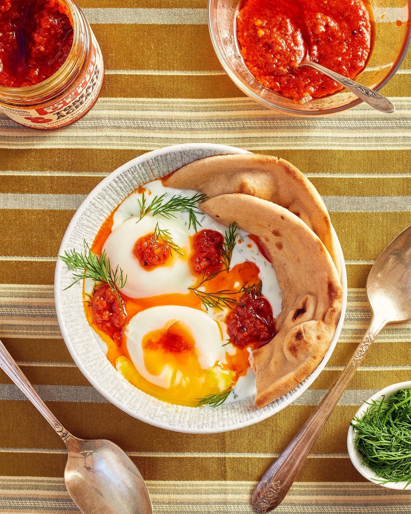 Turkish Eggs (Cilbir) with Tomato Achaar